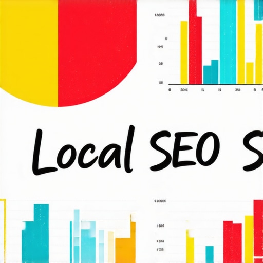 Illustration of advanced local SEO strategies with data charts and keywords