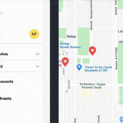 Illustration of a community digital marketing campaign with maps, reviews, and local events