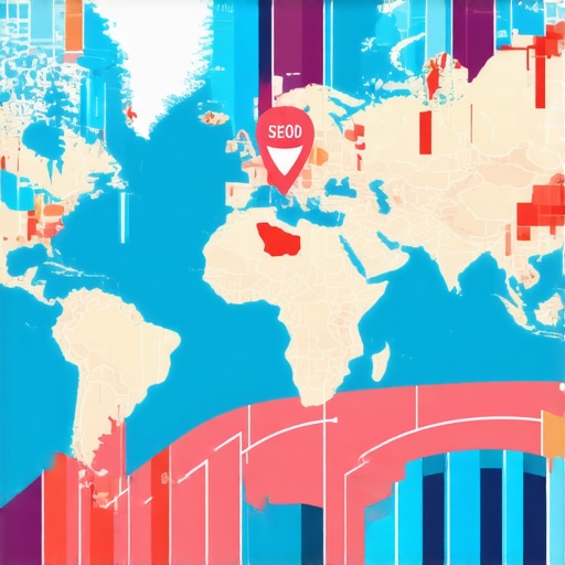 Digital map with ranking indicators and local business pins demonstrating SEO growth