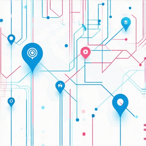 A digital map showing connected local businesses with AI analytics overlay