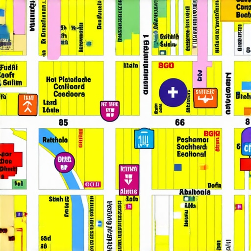 Infographic of a community map highlighting local businesses and landmarks for SEO