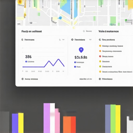 Screenshot of local SEO analytics dashboard showing map rankings and metrics.