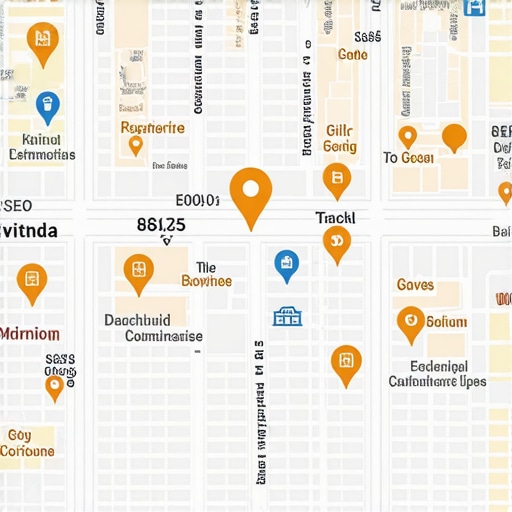City map emphasizing local business locations and SEO strategies.