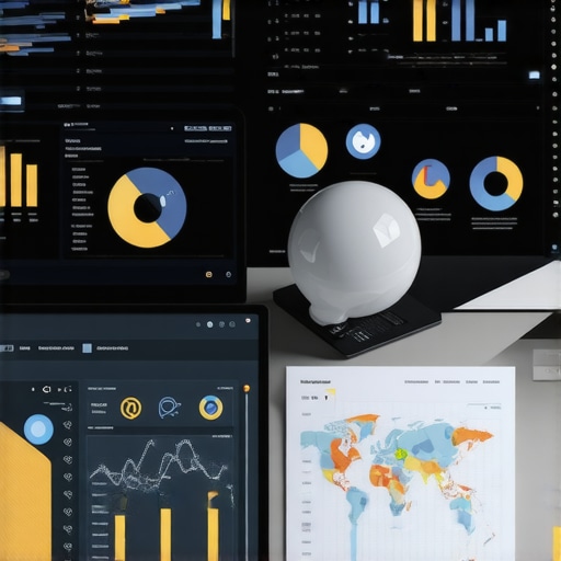 Team analyzing local SEO dashboards with charts and maps showing map rankings and AI insights.