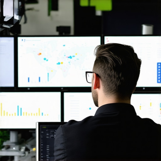 SEO strategist reviewing local search analytics with maps and data charts.