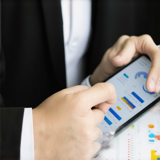 Analyzing Local Business Data for SEO Gains Business owner reviewing analytics on tablet showing growth metrics.