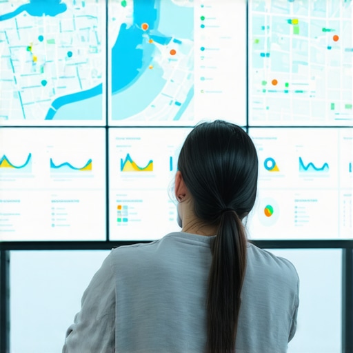 Analyzing Local SEO Data for Strategic Growth Person reviewing local SEO analytics on a computer screen with maps and graphs.