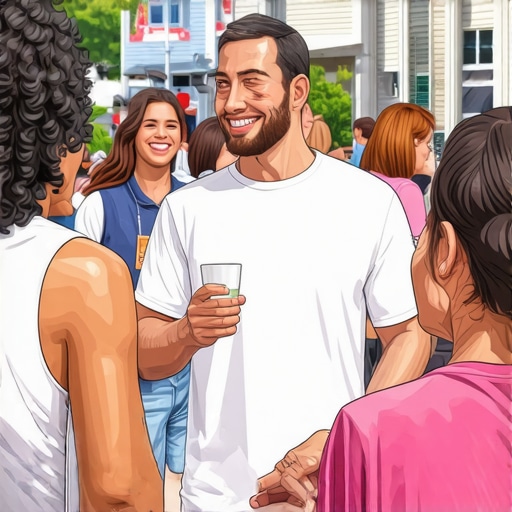 Community Engagement Boosts Local SEO A local business owner interacting with community members at a neighborhood event to enhance local SEO