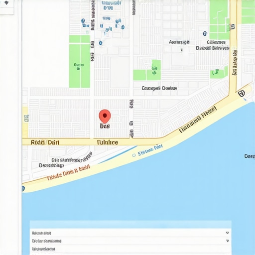 Complex Local Map Optimization Dashboard Visualization of a detailed local map with various SEO data overlays, schema icons, and community engagement markers
