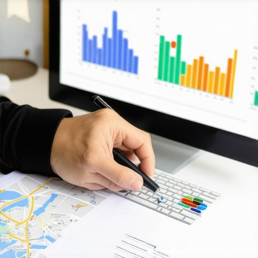 Expert analyzing local SEO performance metrics on a computer screen.
