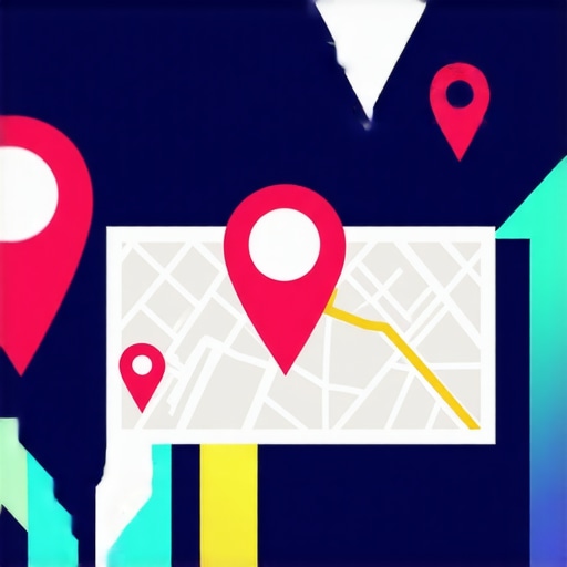 Illustration of rising map rankings with location markers and SEO icons.