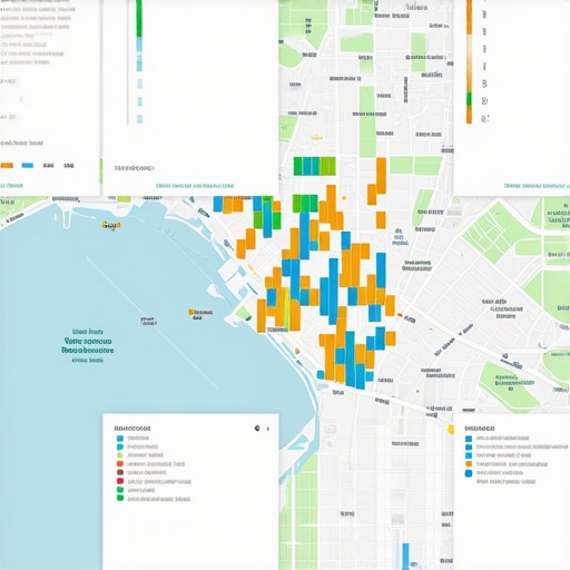 Map with data overlays and analytics dashboards