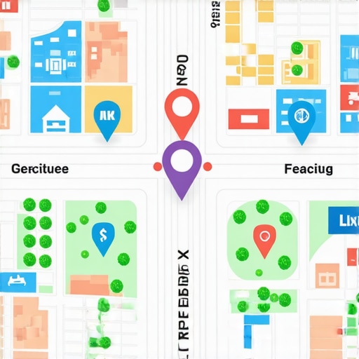 Interactive Local Map for Community Engagement Colorful neighborhood map featuring clickable icons for local businesses and events.