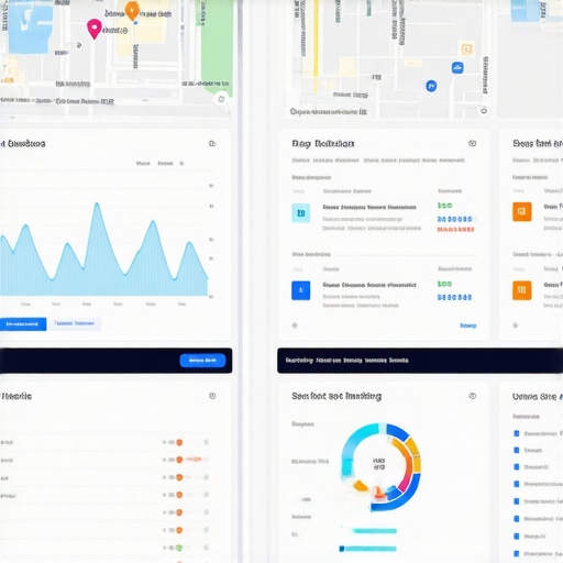 Screenshot of an SEO dashboard showing map rankings and analytics
