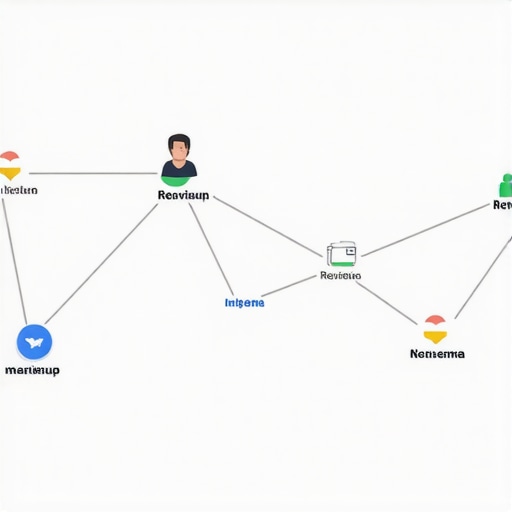 Diagram showing interconnected local SEO elements like listings, reviews, and schema.