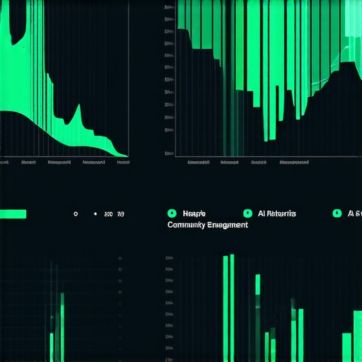 Screenshot of a futuristic local SEO dashboard displaying AI analytics and community engagement metrics