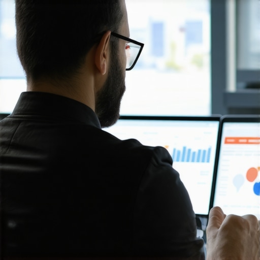 Business owner reviewing local SEO performance metrics on a digital dashboard