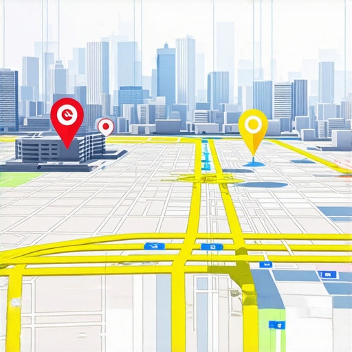 Futuristic cityscape showing augmented reality features over local businesses.