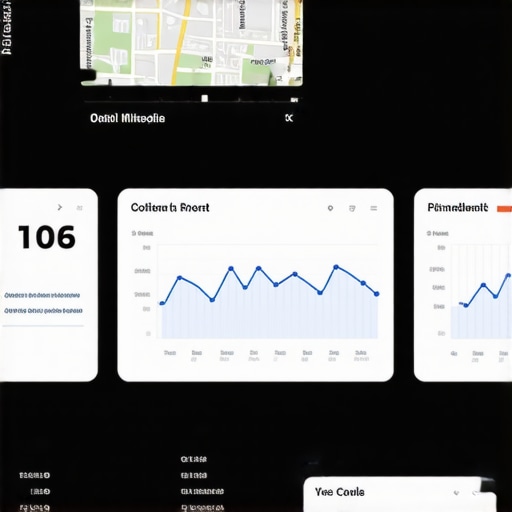 Advanced Local SEO Analytics Dashboard Screenshot of a sophisticated local SEO dashboard with geospatial maps and AI analytics.