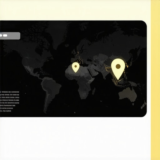 A digital map with upward trending indicators and data overlays demonstrating SEO success