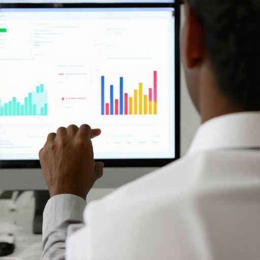 Analytics dashboard for local SEO Business owner reviewing local SEO analytics on a computer screen.