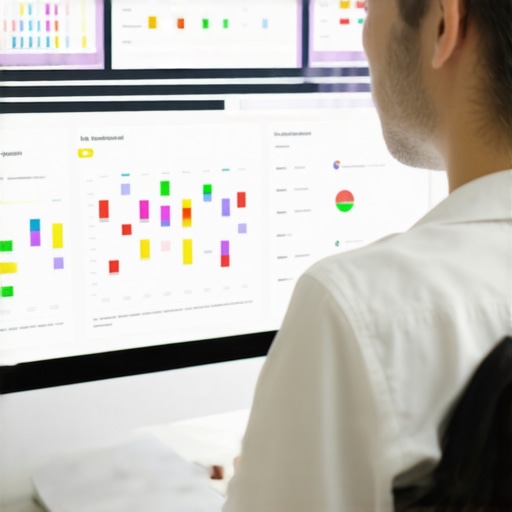 Business owner examining SEO analytics and heatmaps for local map ranking improvement.