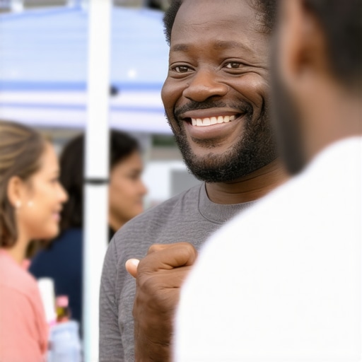 Community Engagement Boosts Local SEO Business owner interacting with community members at a neighborhood event to enhance local SEO