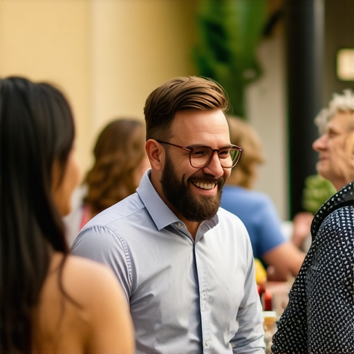 Local business owner participating in community event to boost local visibility