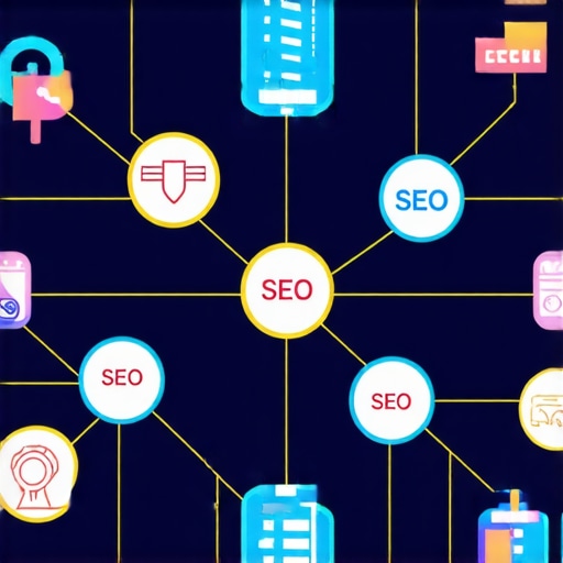 Complex local SEO signals and citation networks visualization. Diagram illustrating advanced local SEO signals and citation strategy.