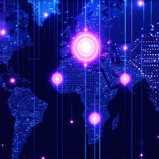 Data Fusion in Local SEO Abstract digital network illustrating interconnected geospatial and social signals for local SEO optimization.