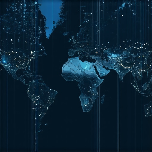 Digital map with AI and geo-analytics overlays showing advanced local SEO signals.