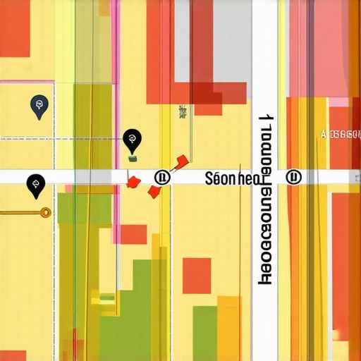 Hyperlocal Data Analytics Map A map visualization showing hyperlocal data analytics with city landmarks and customer density