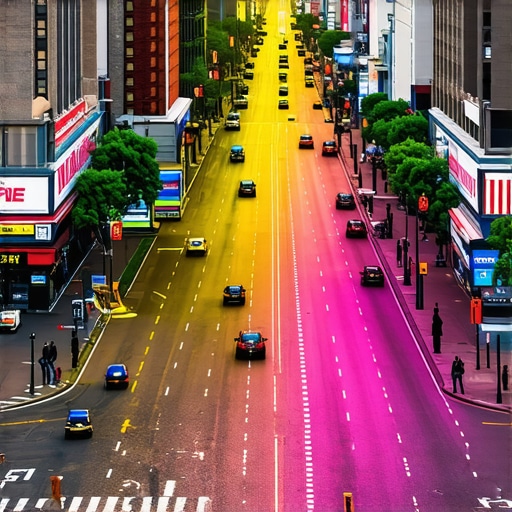 Hyperlocal Data in Urban Environments City street featuring IoT sensors and heatmaps highlighting hyperlocal data sources for local SEO strategies.