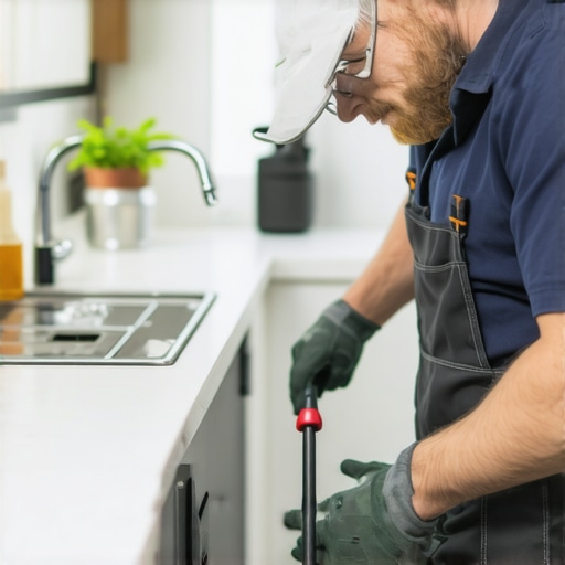 Professional plumber at work Plumber repairing a kitchen sink