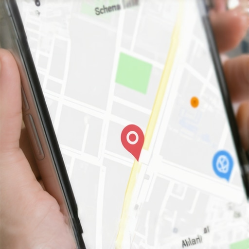 Structured Data and Local SEO Smartphone screen showing local map listings with schema markup indicators.