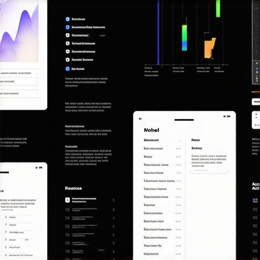 Illustration of AI analyzing local search data with graphs, keywords, and signals visualized