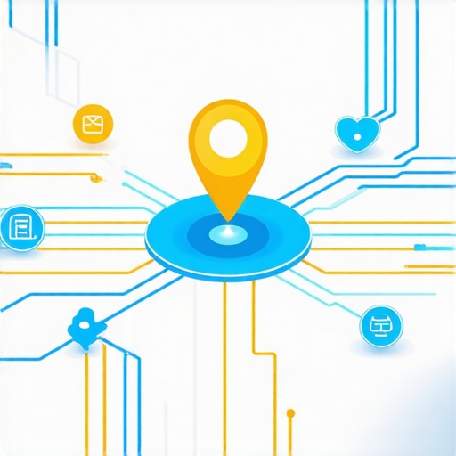 A digital map showing interconnected business icons with optimization signals