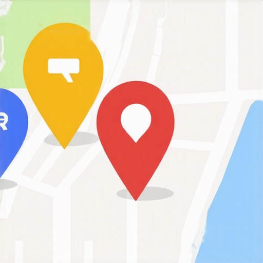 A digital map with analytics and SEO icons