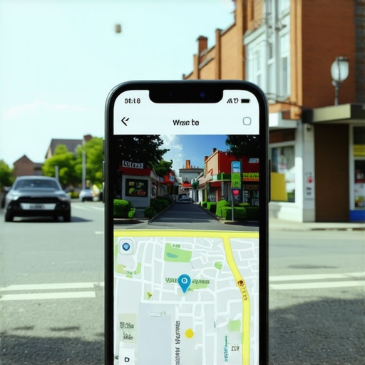 Augmented reality content overlaying local business storefront in a neighborhood