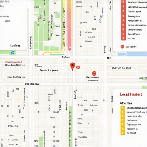 Futuristic digital map displaying local business signals and engagement data for SEO optimization.