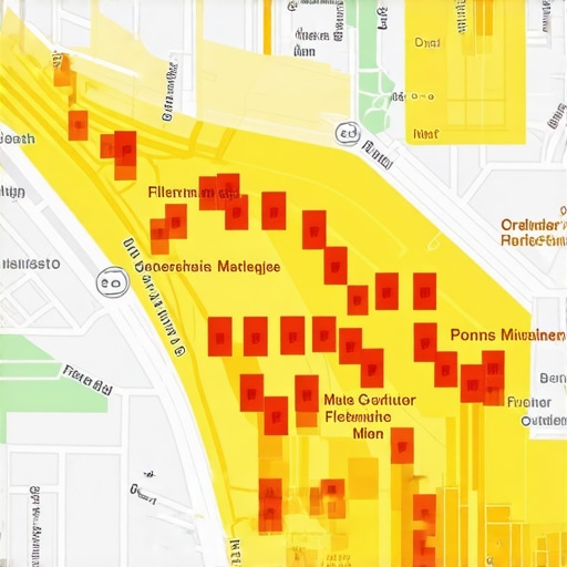 Advanced Local Map Optimization Visualization Digital map with geo-targeted data overlays demonstrating local SEO strategies