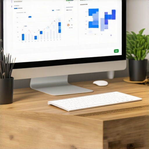 Professional analyzing local SEO performance dashboards with maps and data charts.