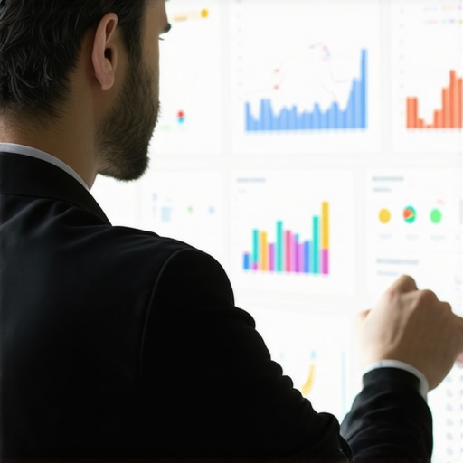 Business owner reviewing digital analytics for local SEO performance.