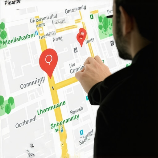 Futuristic AR interface showing local business map with interactive features