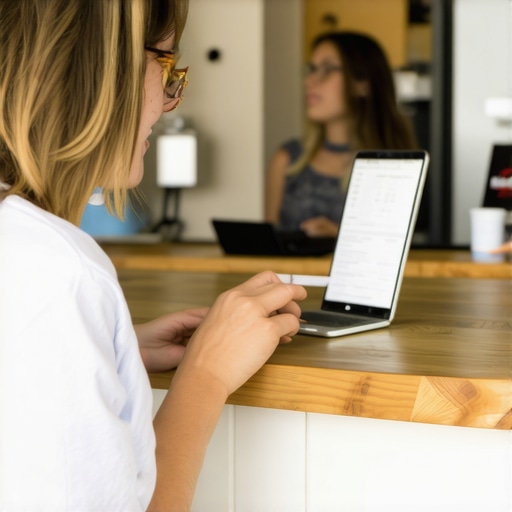 Business owner interacting with customers and managing online reviews