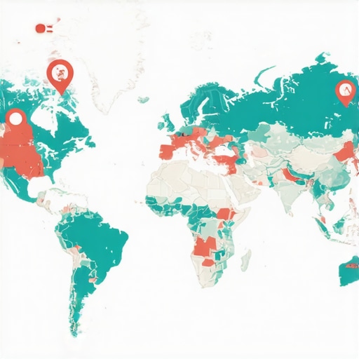 Map with geo-specific markers and user interaction symbols