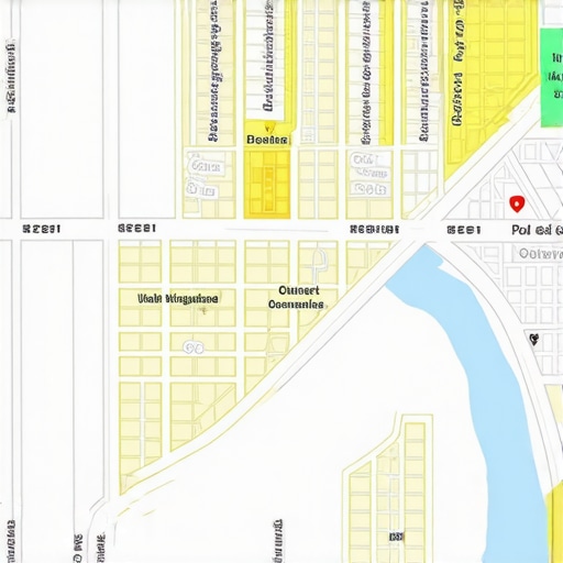Close-up of a city map with neighborhood-specific annotations and microdata overlays