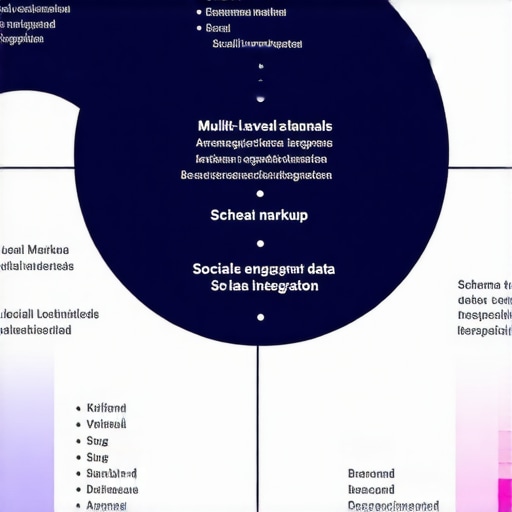 Infographic showing layered local signals like schema, social, and geospatial data boosting map rankings.