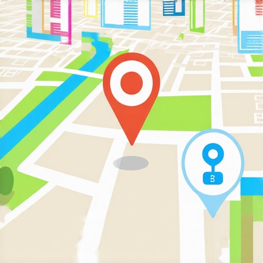 Illustration of a digital map with enhanced signals and markers representing sophisticated local SEO tactics.