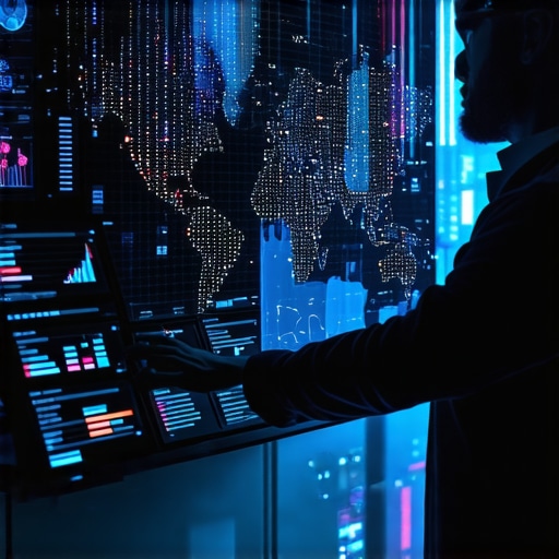 Futuristic interface displaying local map analytics and growth signals